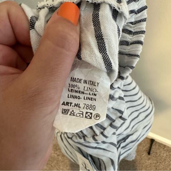 NWT Coral Cove White Blue Linen Striped Pants Small/Medium - Picture 5 of 12